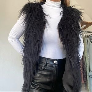 Black Faux Fur Vest